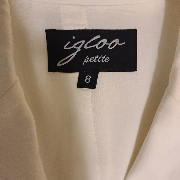 Igloo Petite White Structured Cotton Blazer Size 8P - Picture 6 of 14